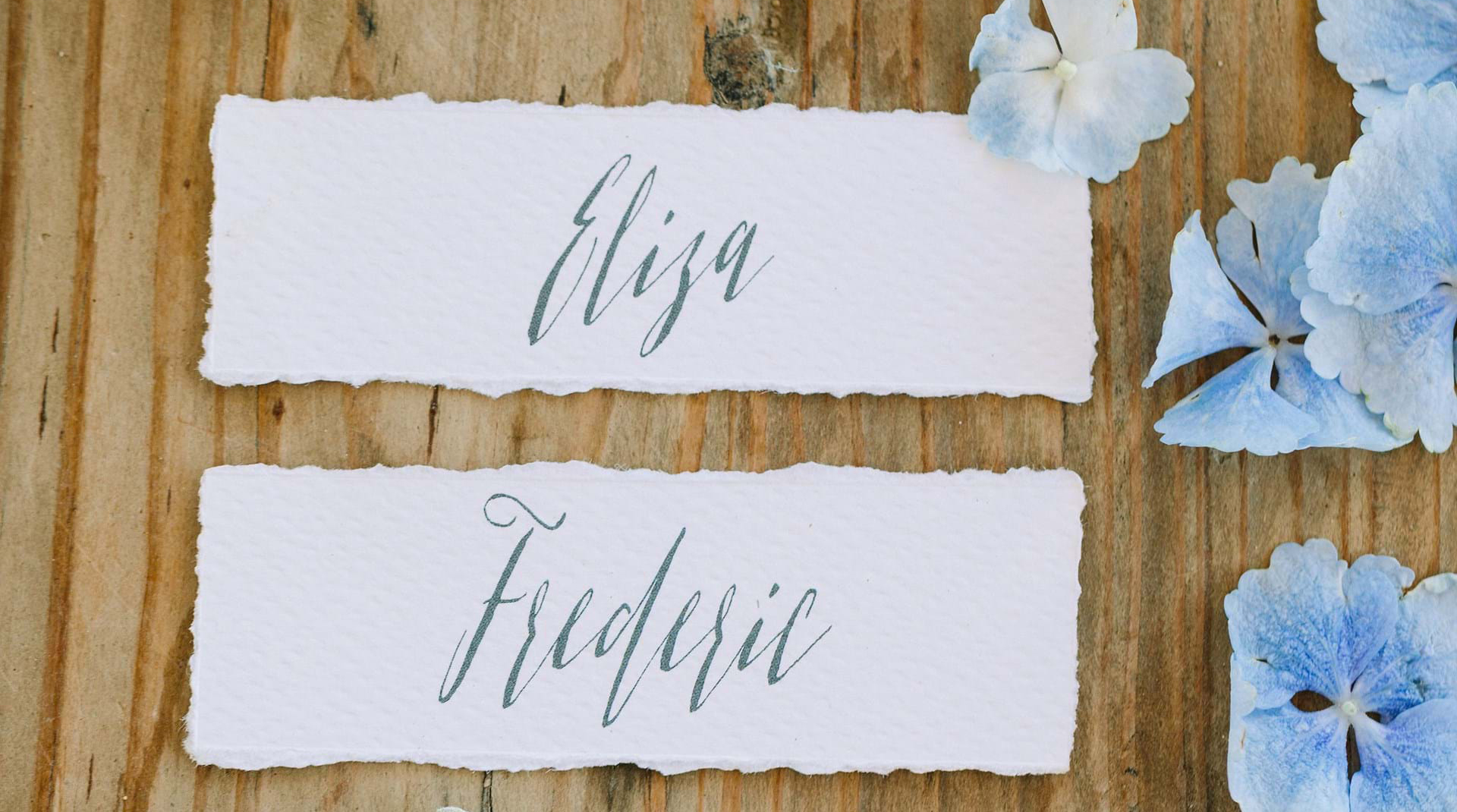 Unique Bohemian-Chic Destination Wedding Invitation & Stationery in Dusty Blue for a Mykonos Island Beach Wedding